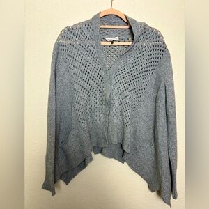 Rebecca Taylor Gray Lambswool/Cashmere Blend Crochet Asymmetrical Hem Cardigan S